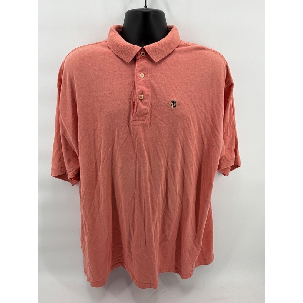 Gant Polo Shirt Mens XXL Coral Pink Short Sleeve USA Shield Logo Cotton